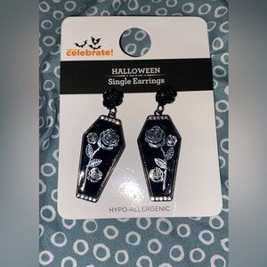 Halloween Black and Silver Coffin Earrings